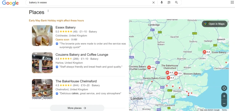 Google Local Listings Screenshot