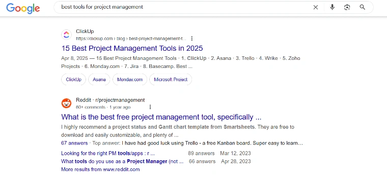 Google Search Intent Screenshot