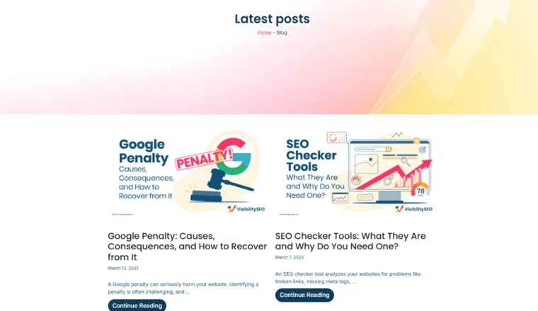 Visibility SEO Blog Section Screenshot