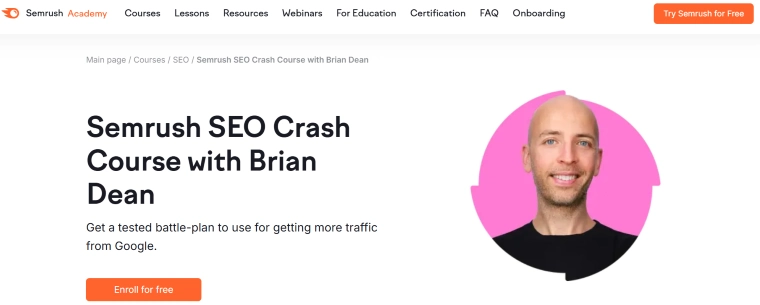 Semrush SEO Crash Course with Brian Dean (Semrush)