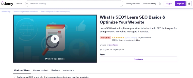 What Is SEO Learn SEO Basics and Optimise Your Website (Udemy)
