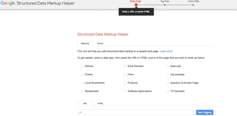 Go to Google’s Structured Data Markup Helper Tool