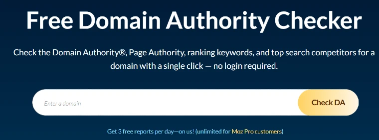Moz Authority Checker Screenshot