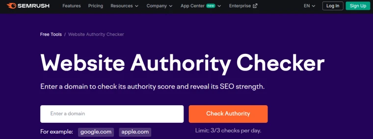 Semrush Authority Checker Screenshot
