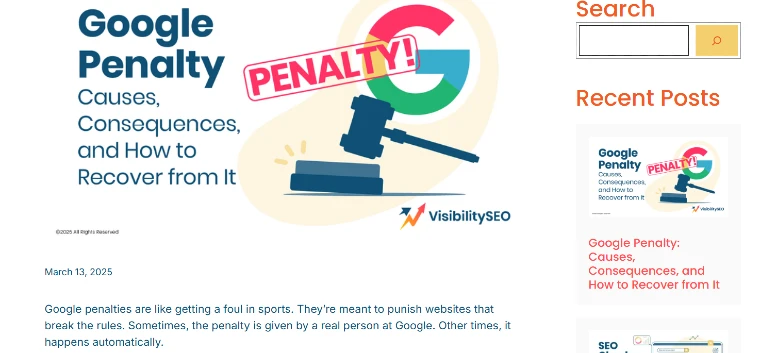 Visibility SEO Keywords Blog Screenshot 