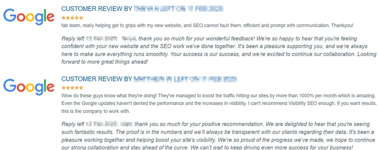 Visibility SEO Reviews Screenshot