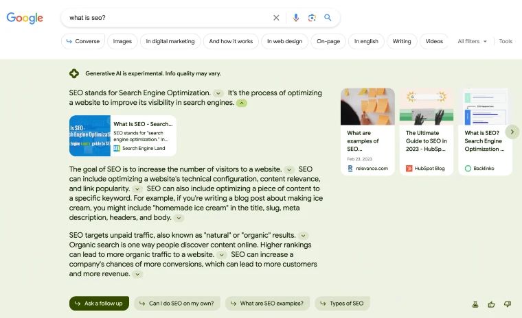 Google SGE Screenshot