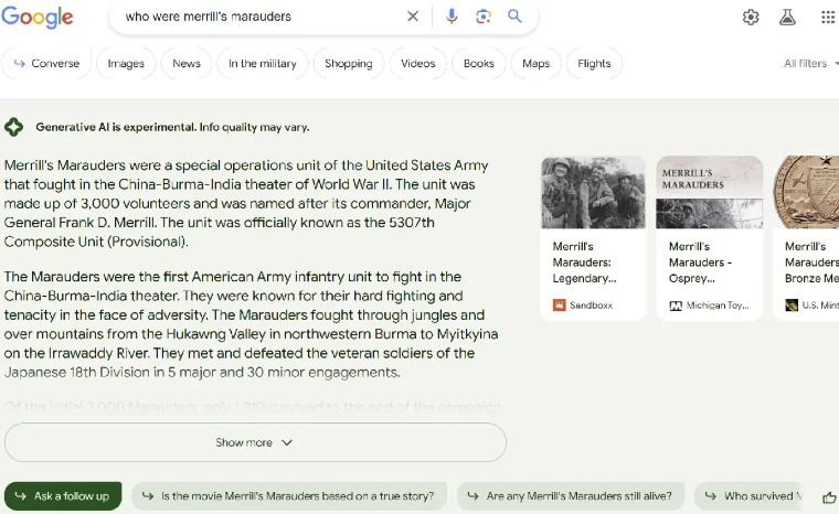 Google SGE Screenshot