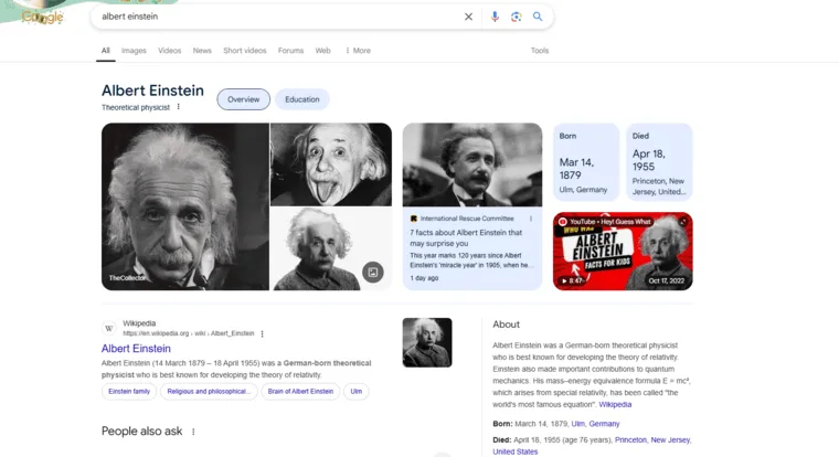 Googles Knowledge Graph Screenshot