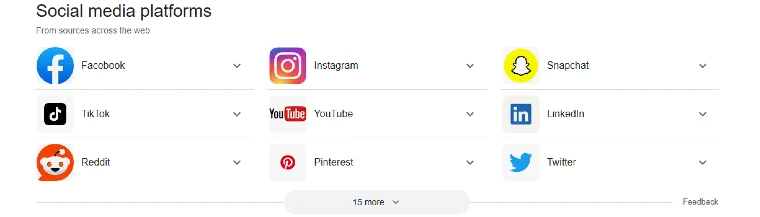 Social Media Plarforms Screenshot