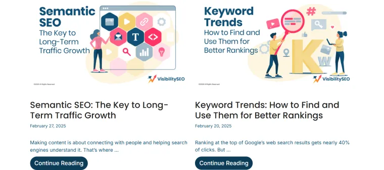 VisibilitySEO Blogs Screenshot