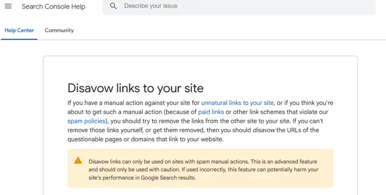 Google Disavow Tool Screenshot