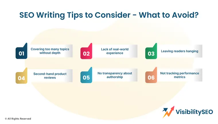 SEO Writing Tips to Consider - What to Avoid? - Visibility SEO